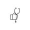 Hand holding up stethoscope outline icon. Element of simple icon for websites, web design, mobile app, info graphics. Signs and sy