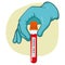 Hand holding a vial with blood for examining corona virus
