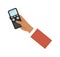 Hand holding a voice recorder vector illustration. Correspondent interviews with special device