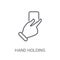 Hand holding vote paper icon. Trendy Hand holding vote paper log