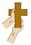 Hand Holding Wooden Christian Cross