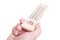 Hand holding wooden classic thermometer