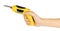 Hand holding yellow screwdriver