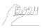 Hand holds 2024 one line art, hand drawn continuous contour. Holiday concept, festive New year handwriting text, minimalist design