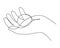 Hand holds easter egg one-line art, hand drawn palm continuous contour. Christian holiday design, festive decoration. Editable