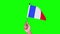 Hand holds flag of France in studio