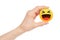 Hand holds new Facebook Haha Empathetic Emoji Reaction