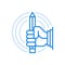 Hand holds pencil vector line icon. Writing graphic notes and sketching.