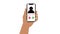 The hand holds the phone to which the call from the scammer arrives. The concept of online crime. Incoming calls, phone