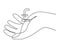Hand holds pound sterling sign,one line art,continuous contour drawing, hand-drawn line icon for business,minimalist design.