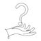 Hand holds question mark one line art, hand drawn asking sign continuous contour. Minimalistic art drawing. Editable stroke.