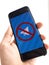 Hand holds smartphone with social networking service Telegram on the screen. telegram in Russia are banned. Isolated on