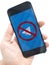 Hand holds smartphone with social networking service Telegram on the screen. telegram in Russia are banned. Isolated on