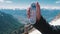 Hand holds a thermometer on the top of the Alps in Switzerland. Rochers-de-Naye.