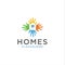 Hand Home Care Logo Design Colorful . Real Estate Hand Logo Template ColourFull Illustration. House Hand Logo Design .