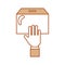 Hand human with box carton packing icon