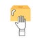Hand human with box carton packing icon