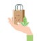 hand human receiving with paper bag eco friendly