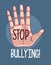 hand human with stop bullying lettering