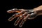 hand of human touch hand of robot modern futurism background