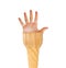 Hand in an ice cream cone on white