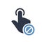 Hand icon, gestures icon with not allowed sign. Hand icon and block, forbidden, prohibit symbol