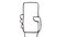 hand icon holds blank cell phone in hand, animated in whiteboard style