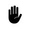 Hand icon isolated on background. Stop sign. Palm symbol. Gesture hand. Showing hand stop. Vector illustration