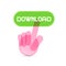 Hand Icon Pushing Transparent Download Button