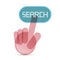 Hand Icon Pushing Transparent Search Button