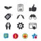 Hand icons. Like thumb up and insurance symbols.