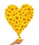 Hand idea with sunflower heart image.