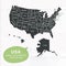 Hand illustrated vector map of United States.