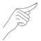 Hand with index finger. Line art drawing hand with forefinger pressing imaginable button, sketch hand, the Index Finger