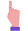 Hand with index pointing finger. Business gesture. Icon flat vector illustration.