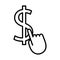 Hand indexing dollar symbol line style icon