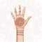 Hand with indian ethnic mehendi ornament