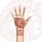 Hand with indian ethnic mehendi ornament