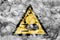 Hand injury hazard warning smoke sign. Triangular warning hazard