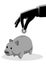 Hand inserting a gold coin into a piggy bank