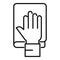 Hand judge book icon, outline style