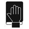 Hand on judge book icon, simple style