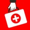 Hand keep virus first aid help kit box icon