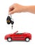 Hand with keys and car