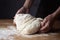 Hand kneading the dough