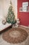 Hand knotted carpet with Christmas decorations