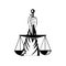 Hand of Lady of Justice Holding Weighing Scale Retro Black and White