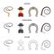Hand lasso, cowboy, horseshoe, whip. Rodeo set collection icons in cartoon,outline,monochrome style vector symbol stock
