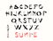 Hand lettering alphabet design, handwritten brush calligraphy cursive font vector illustration, uppercase, Asian
