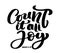 Hand lettering Count it all Joy, James 1:2. Biblical background. Text from the Bible Old Testament. Christian verse